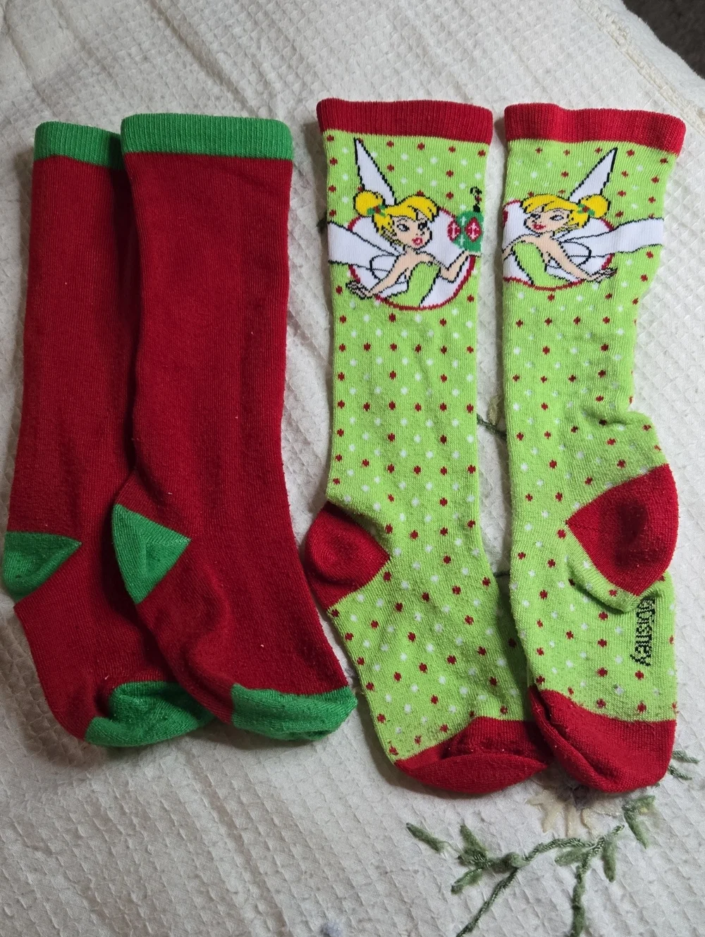 Tinker Bell Holiday Socks - Green & Red